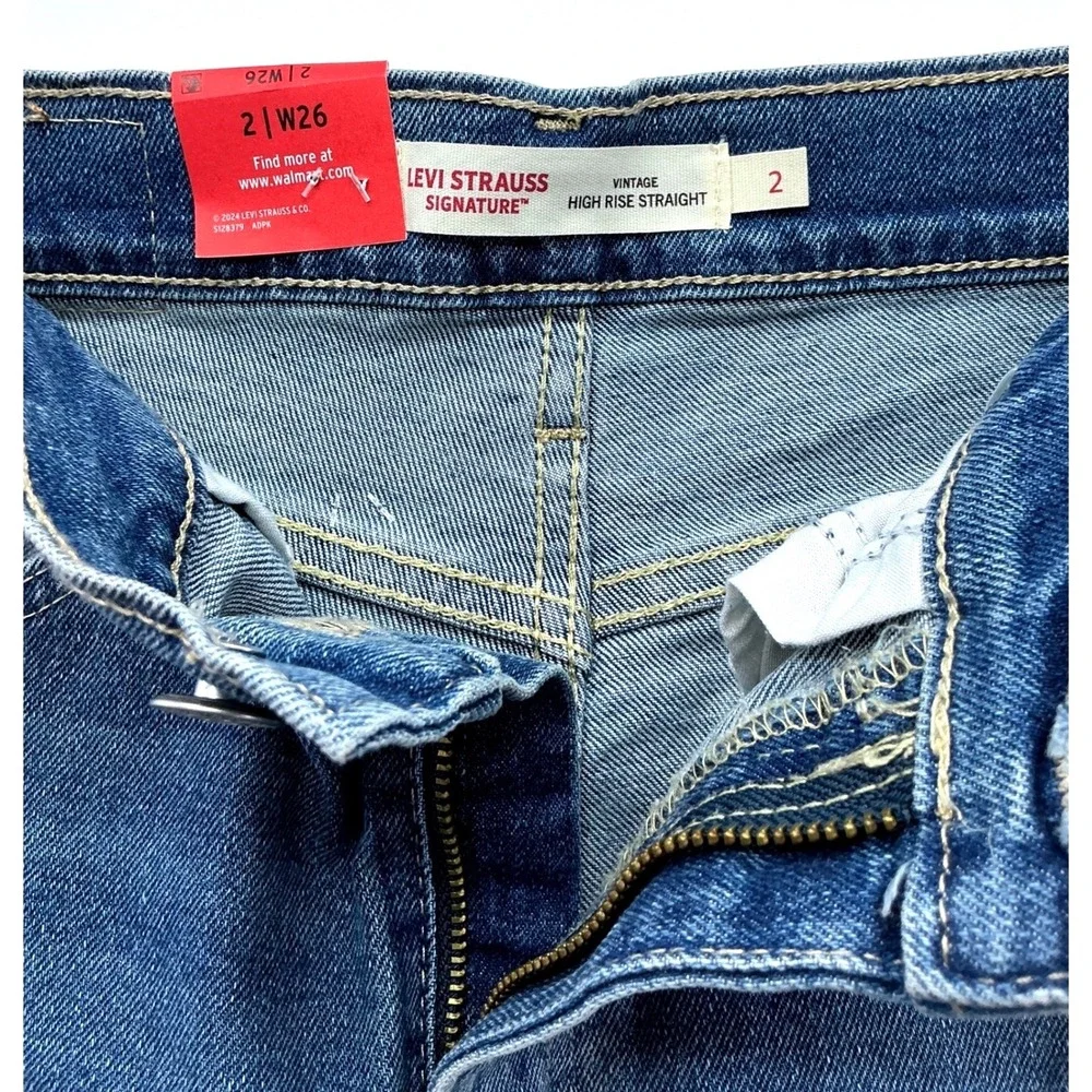 Levi High Rise Straight Jeans Sz 2 W26 Light Wash NWT Western Classic Capsule